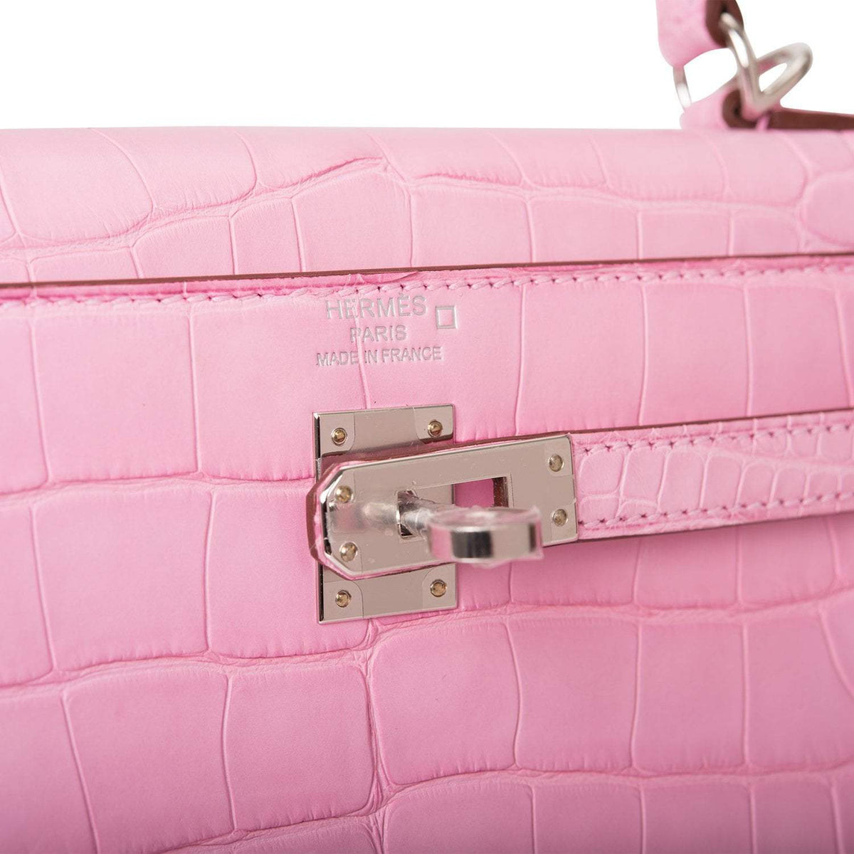Hermes Bubblegum 5P Matte Alligator Retourne Kelly 25cm Palladium Hardware Hermes