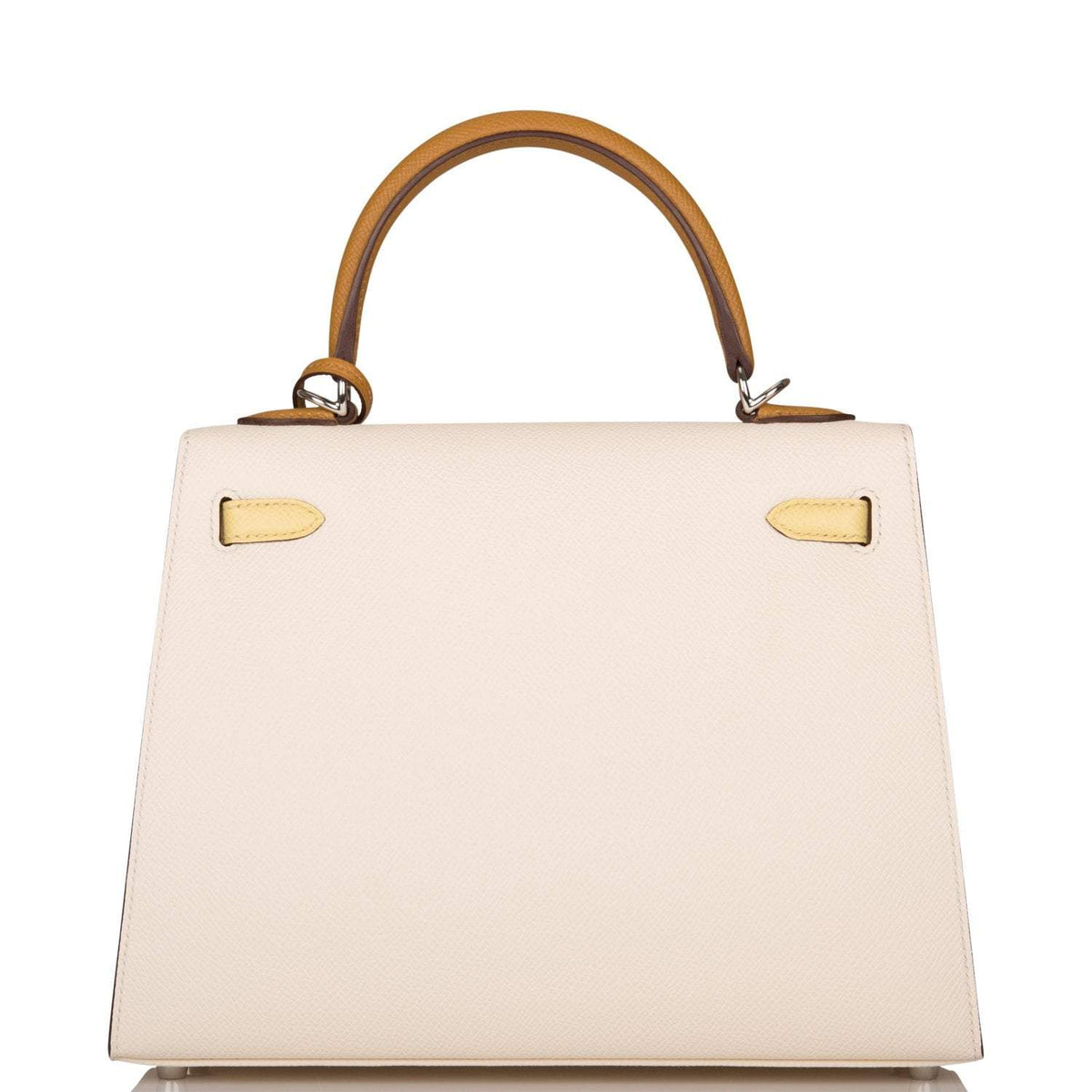 Hermes Kelly 25cm Epsom Sellier Tri-Color Nata, Jaune Poussin and Sesame Palladium Hardware Hermes