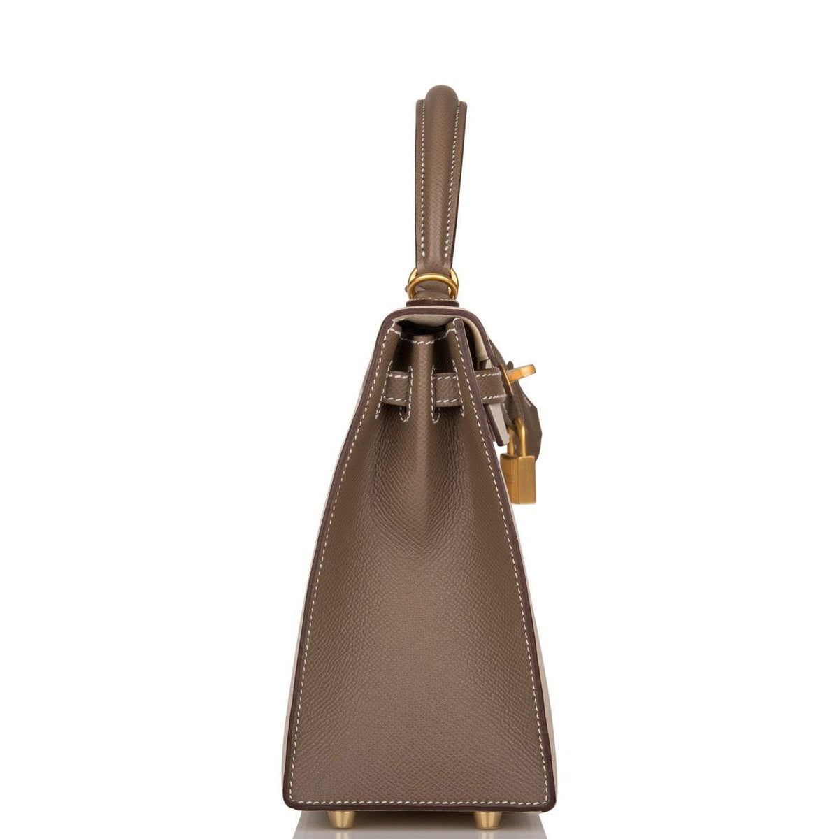Hermes Kelly 25cm Bi-Color Craie and Etoupe Epsom Sellier  Brushed Gold Hardware Hermes