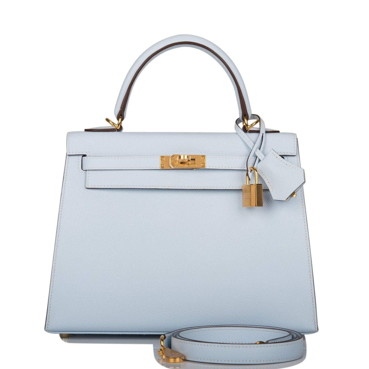 Hermes Bleu Brume Epsom Sellier Kelly 25cm Gold Hardware BagAg