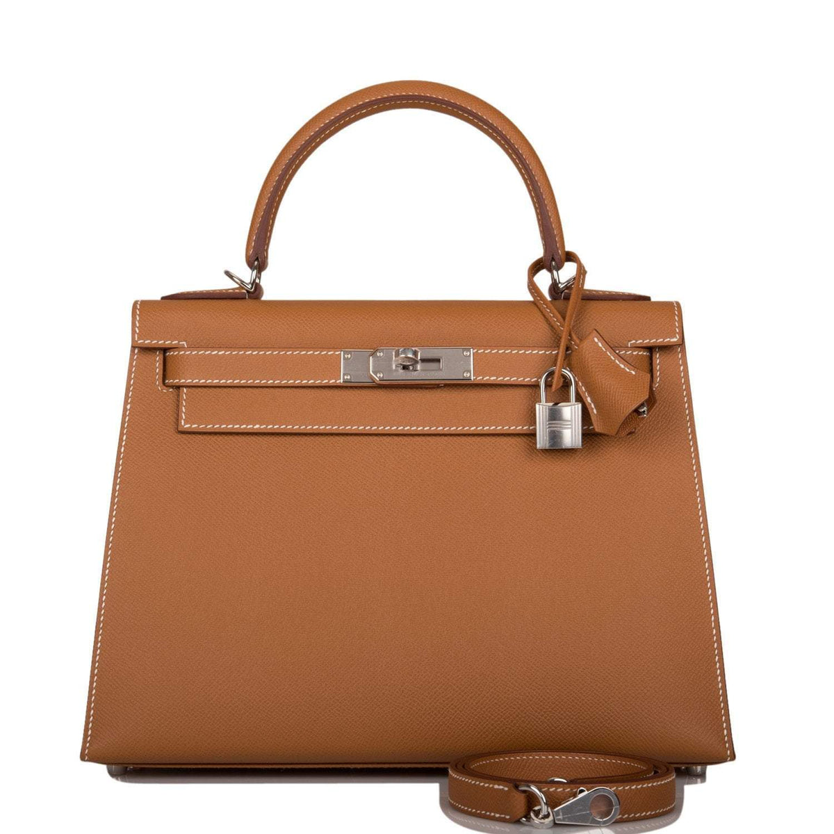 Hermes Gold Epsom Sellier Kelly 28cm Palladium Hardware BagAg