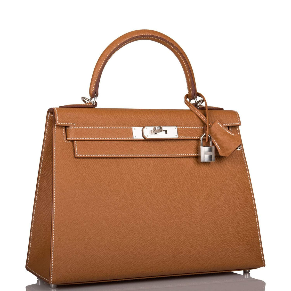 Hermes Gold Epsom Sellier Kelly 28cm Palladium Hardware BagAg