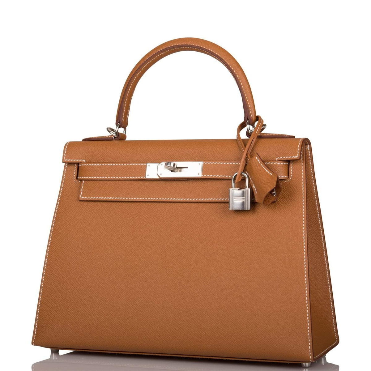 Hermes Gold Epsom Sellier Kelly 28cm Palladium Hardware BagAg