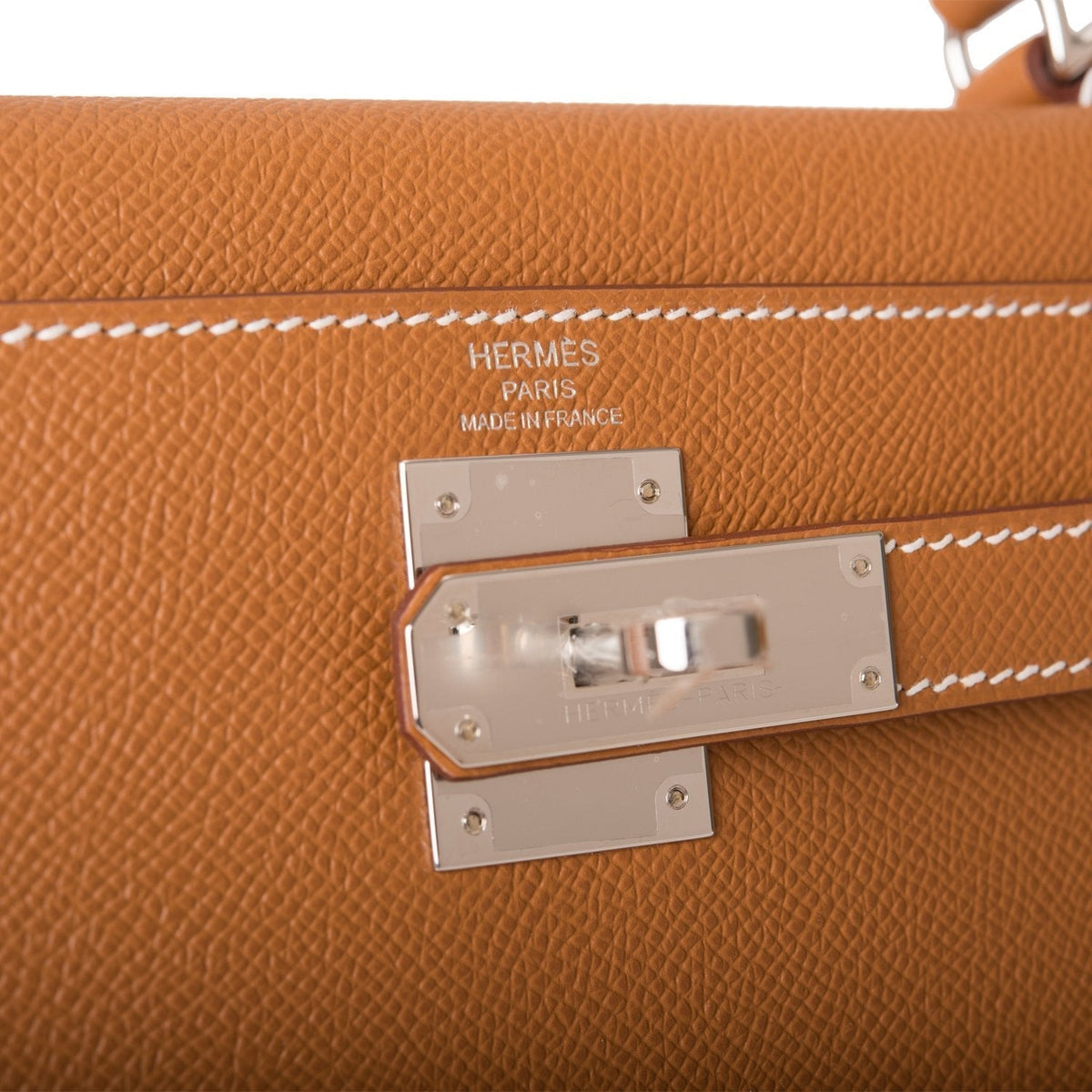 Hermes Gold Epsom Sellier Kelly 28cm Palladium Hardware BagAg