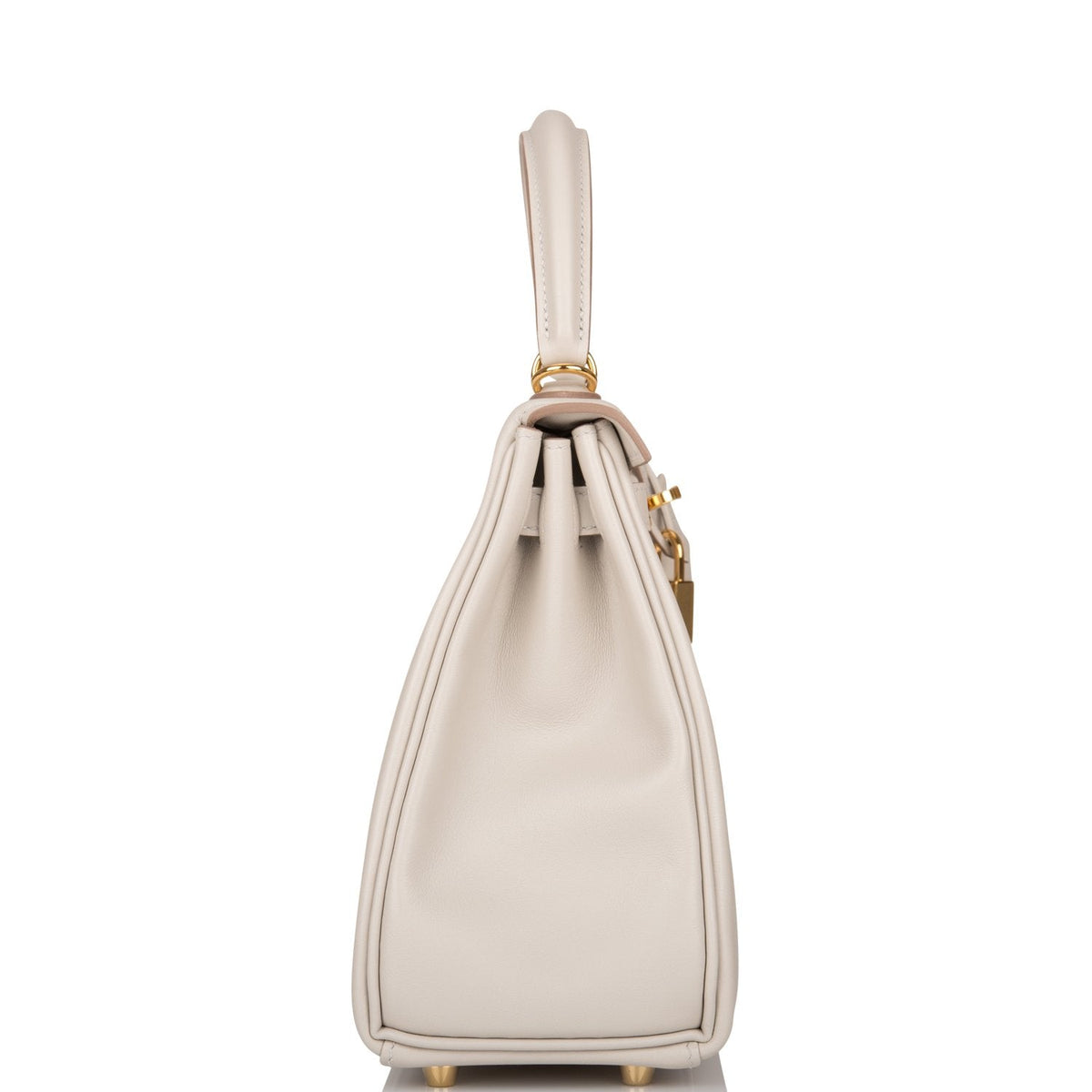 Hermes Gris Perle Swift Retourne Kelly 25cm Gold Hardware BagAg