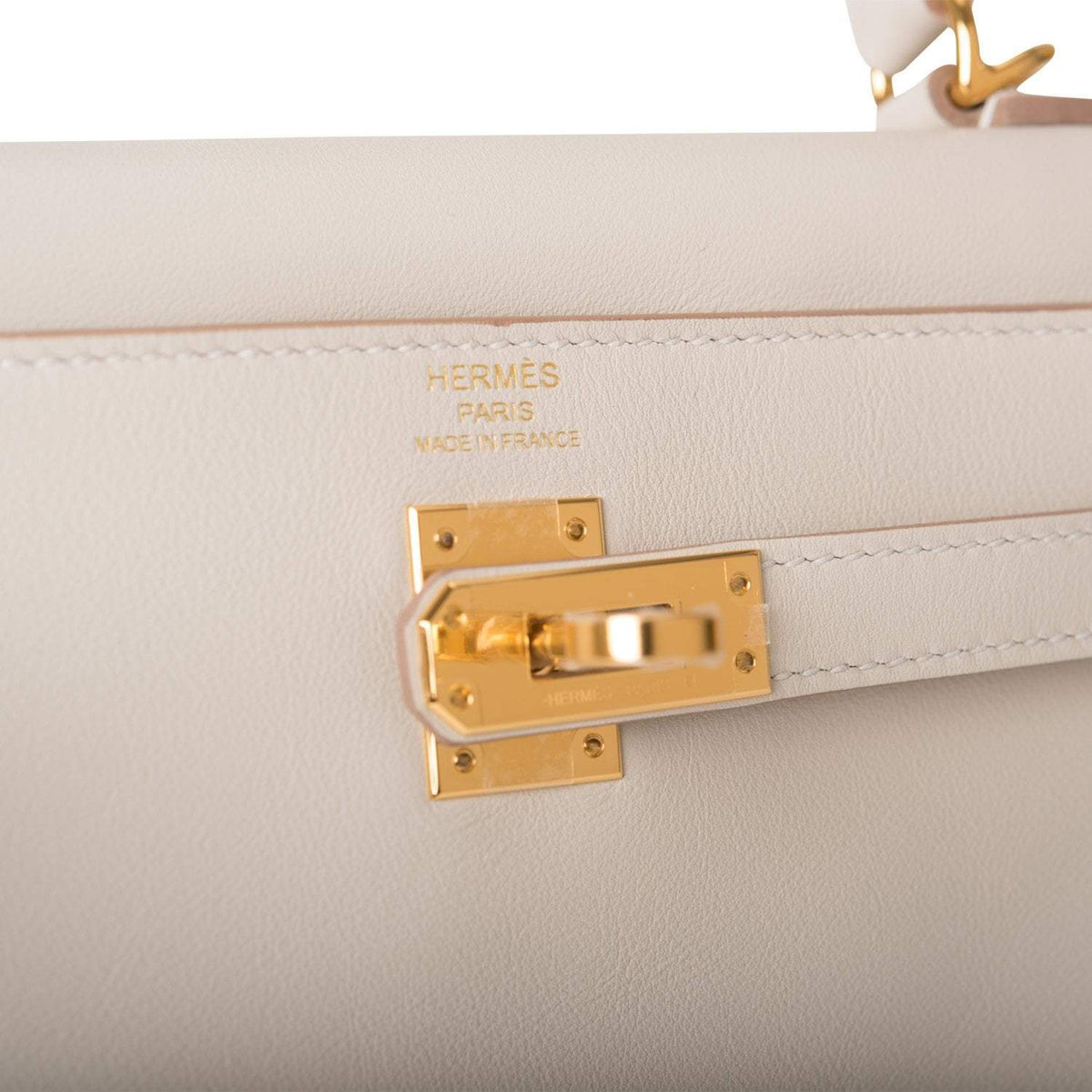 Hermes Gris Perle Swift Retourne Kelly 25cm Gold Hardware BagAg