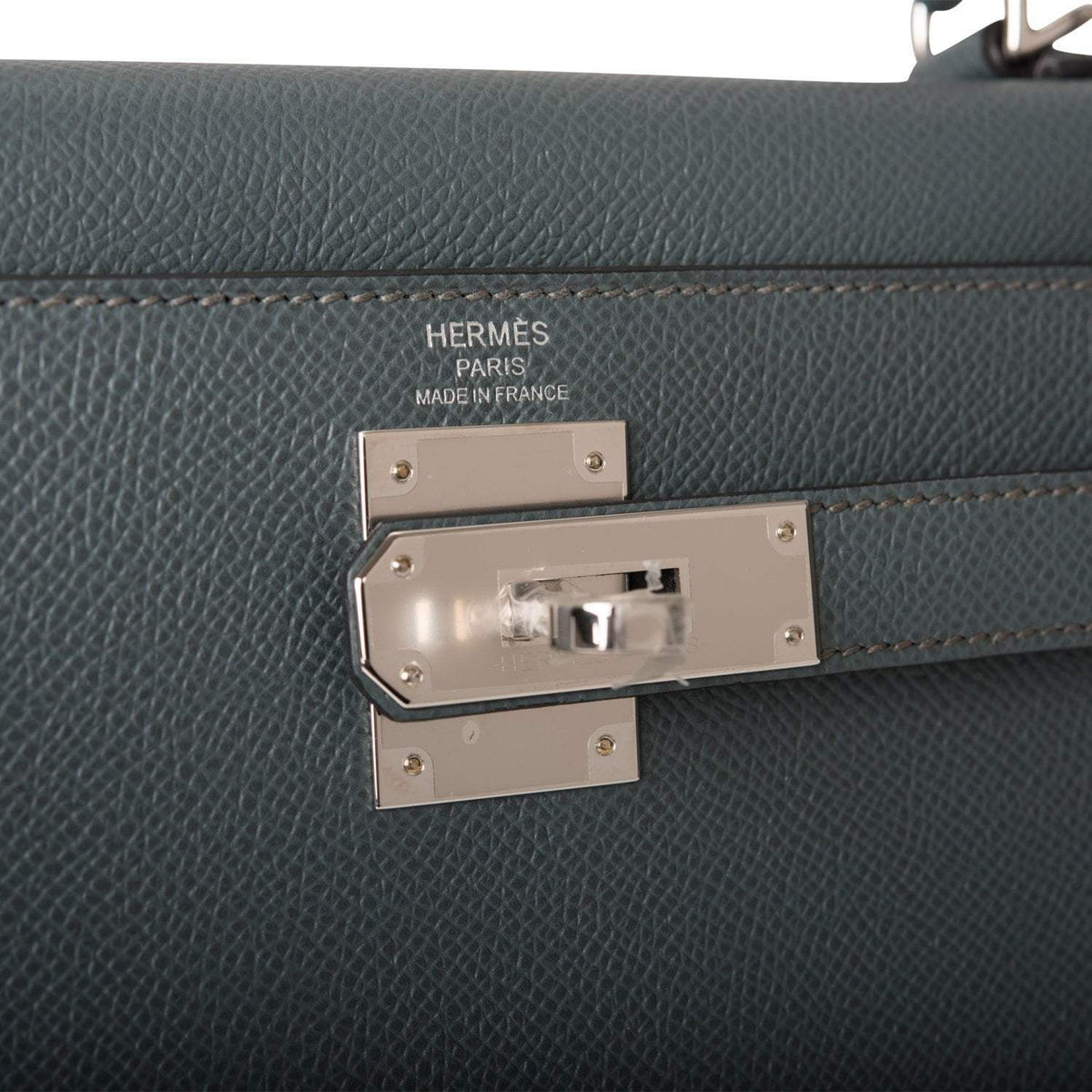 Hermes Bleu Orage Epsom Sellier Kelly 28cm Palladium Hardware BagAg