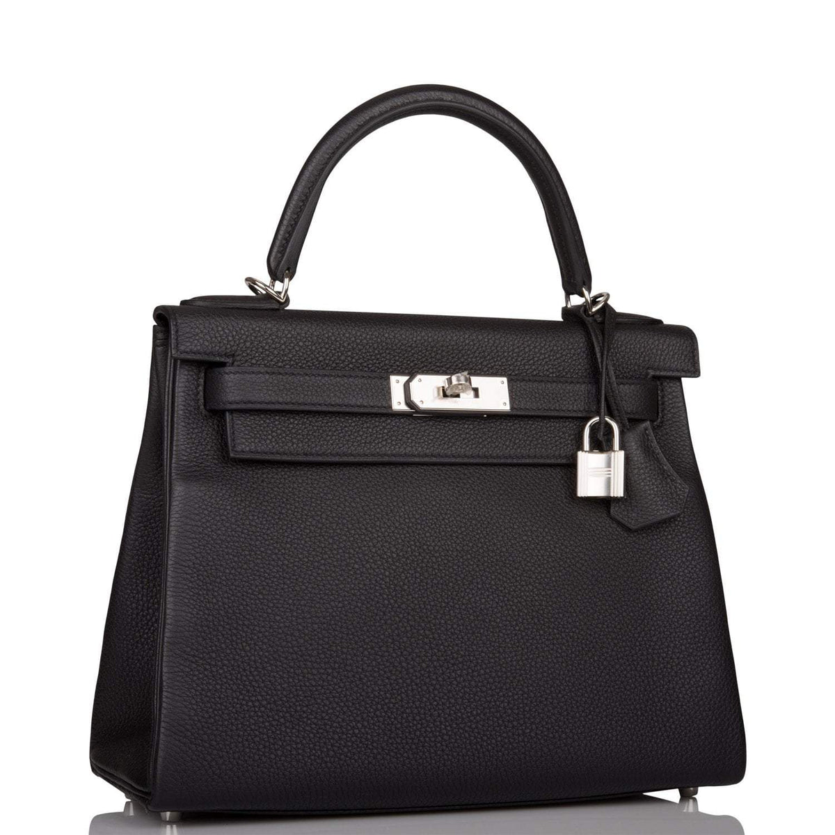 Hermes Black Togo Retourne Kelly 28cm Palladium Hardware BagAg