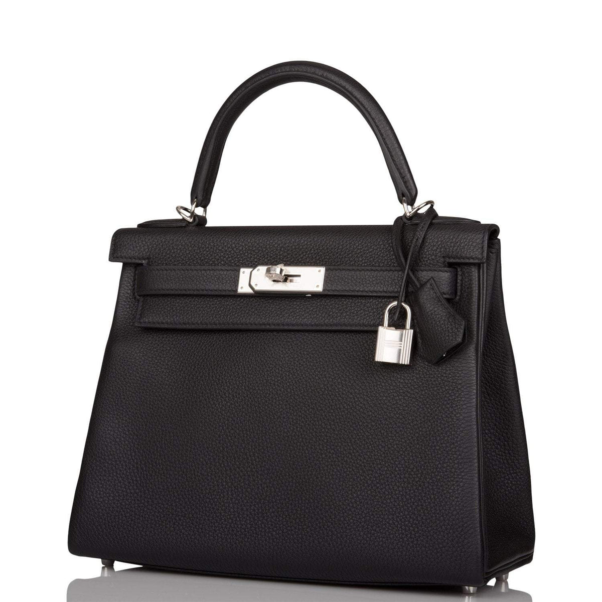 Hermes Black Togo Retourne Kelly 28cm Palladium Hardware BagAg