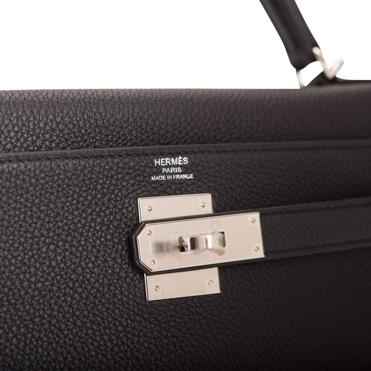 Hermes Black Togo Retourne Kelly 28cm Palladium Hardware BagAg