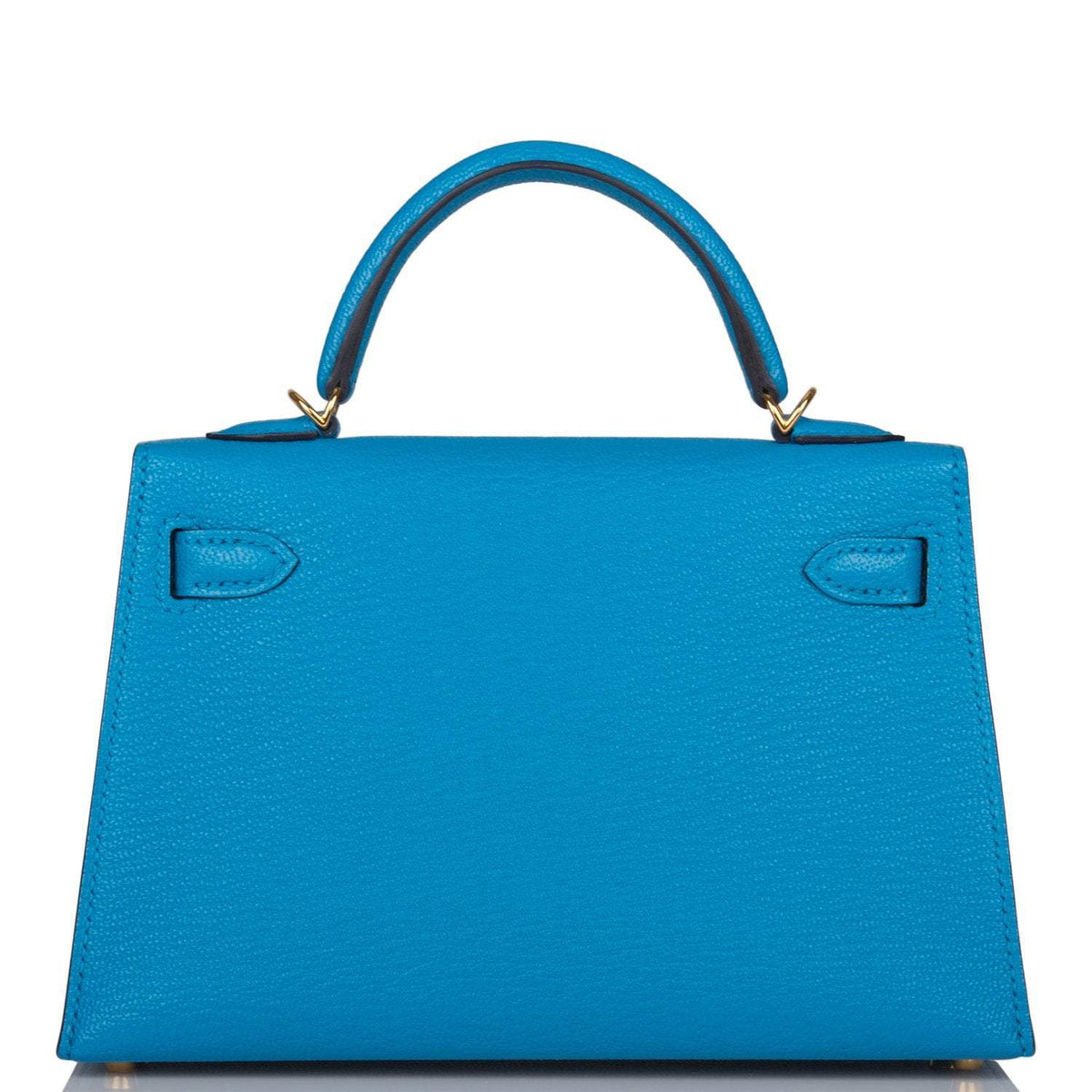 Hermes Bleu Frida Chevre Mysore Sellier Kelly 20cm Gold Hardware BagAg