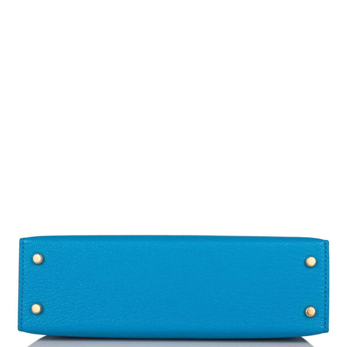 Hermes Bleu Frida Chevre Mysore Sellier Kelly 20cm Gold Hardware BagAg