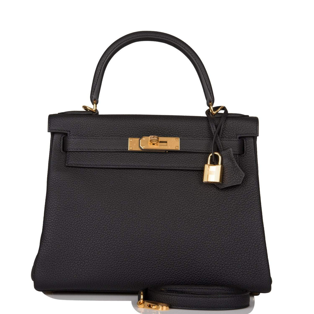 Hermes Black Togo Retourne Kelly 28cm Gold Hardware BagAg