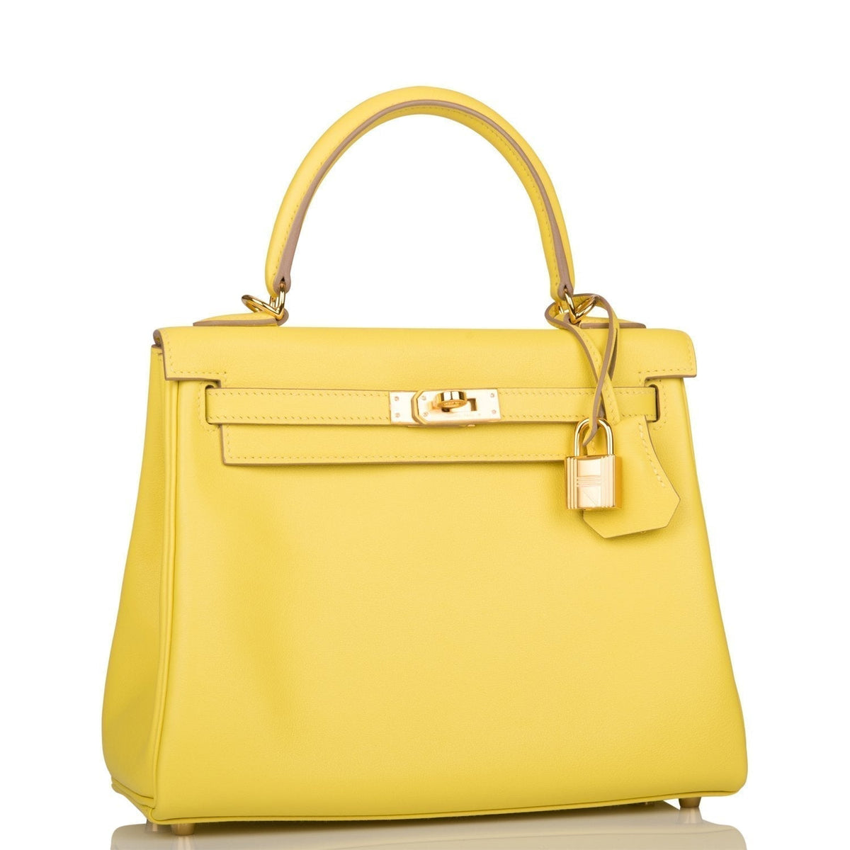 Hermes Lime Swift Retourne Kelly 25cm Gold Hardware BagAg