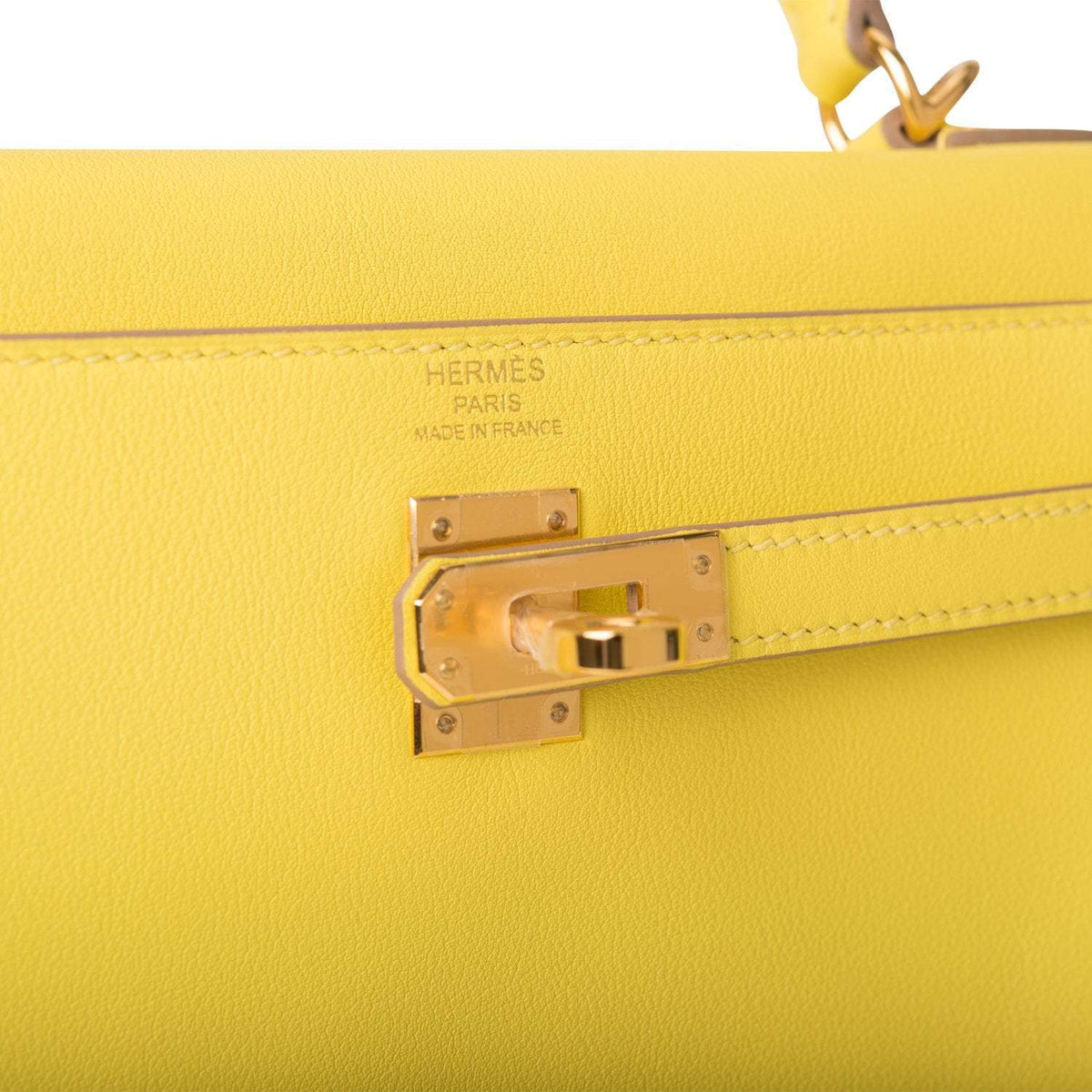Hermes Lime Swift Retourne Kelly 25cm Gold Hardware BagAg