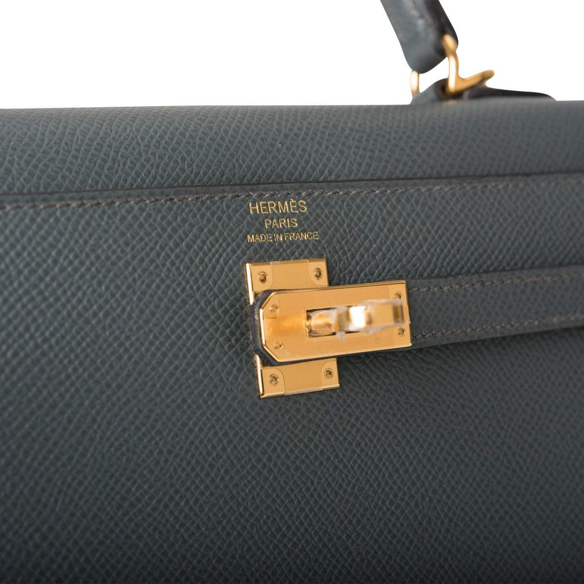 Hermes Bleu Orage Epsom Sellier Kelly 25cm Gold Hardware BagAg