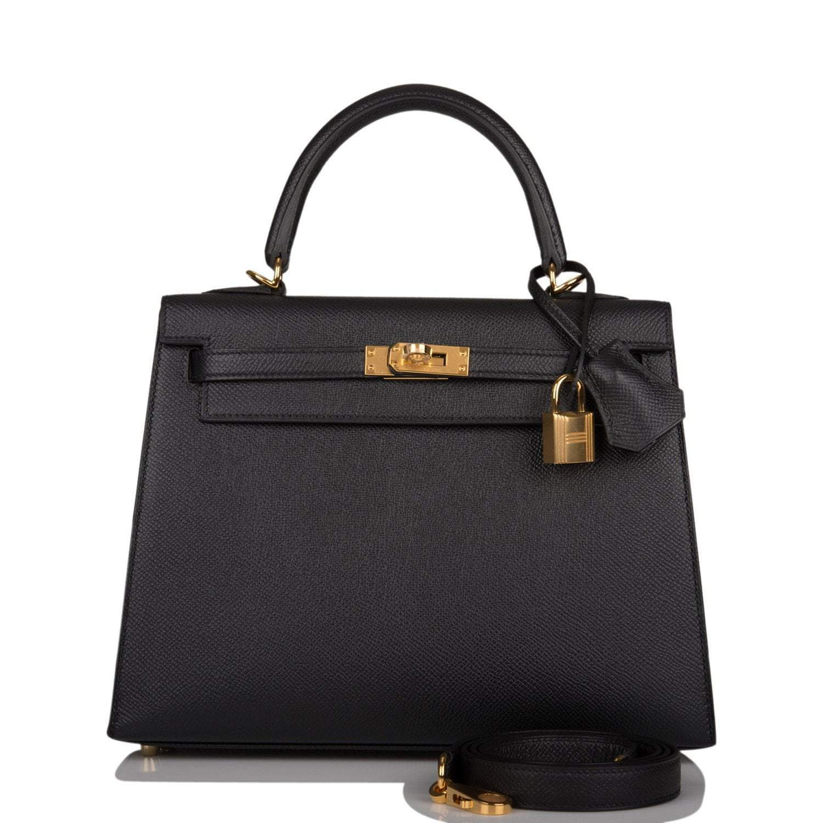 Hermes Black Epsom Sellier Kelly 25cm Gold Hardware Hermes