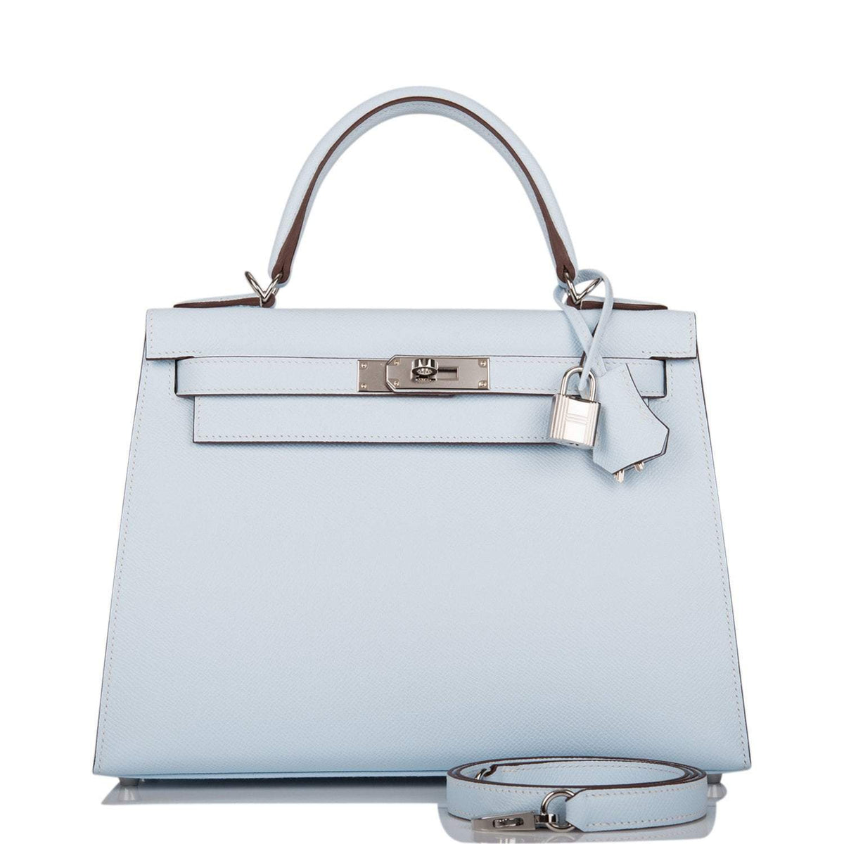 Hermes Bleu Brume Epsom Sellier Kelly 28cm Palladium Hardware BagAg