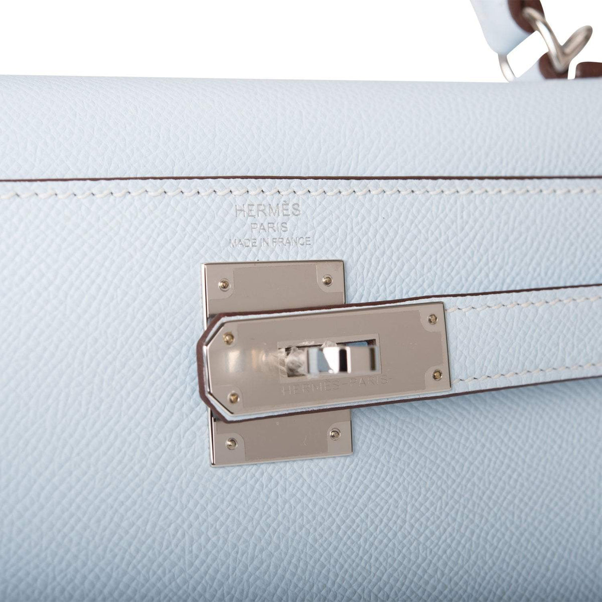 Hermes Bleu Brume Epsom Sellier Kelly 28cm Palladium Hardware BagAg