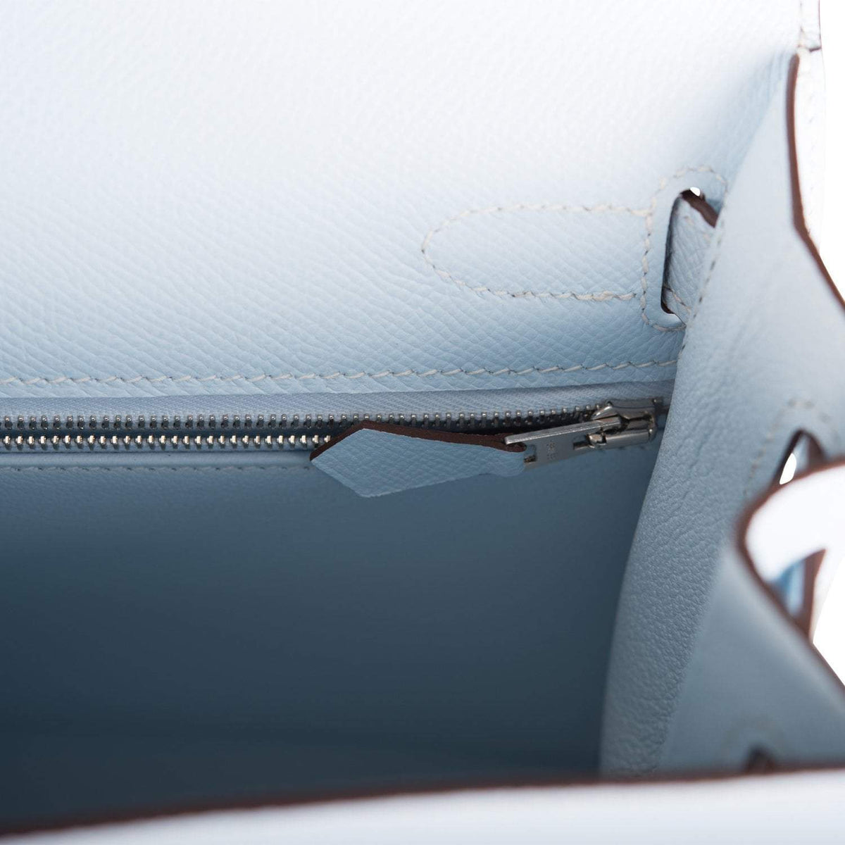 Hermes Bleu Brume Epsom Sellier Kelly 28cm Palladium Hardware BagAg