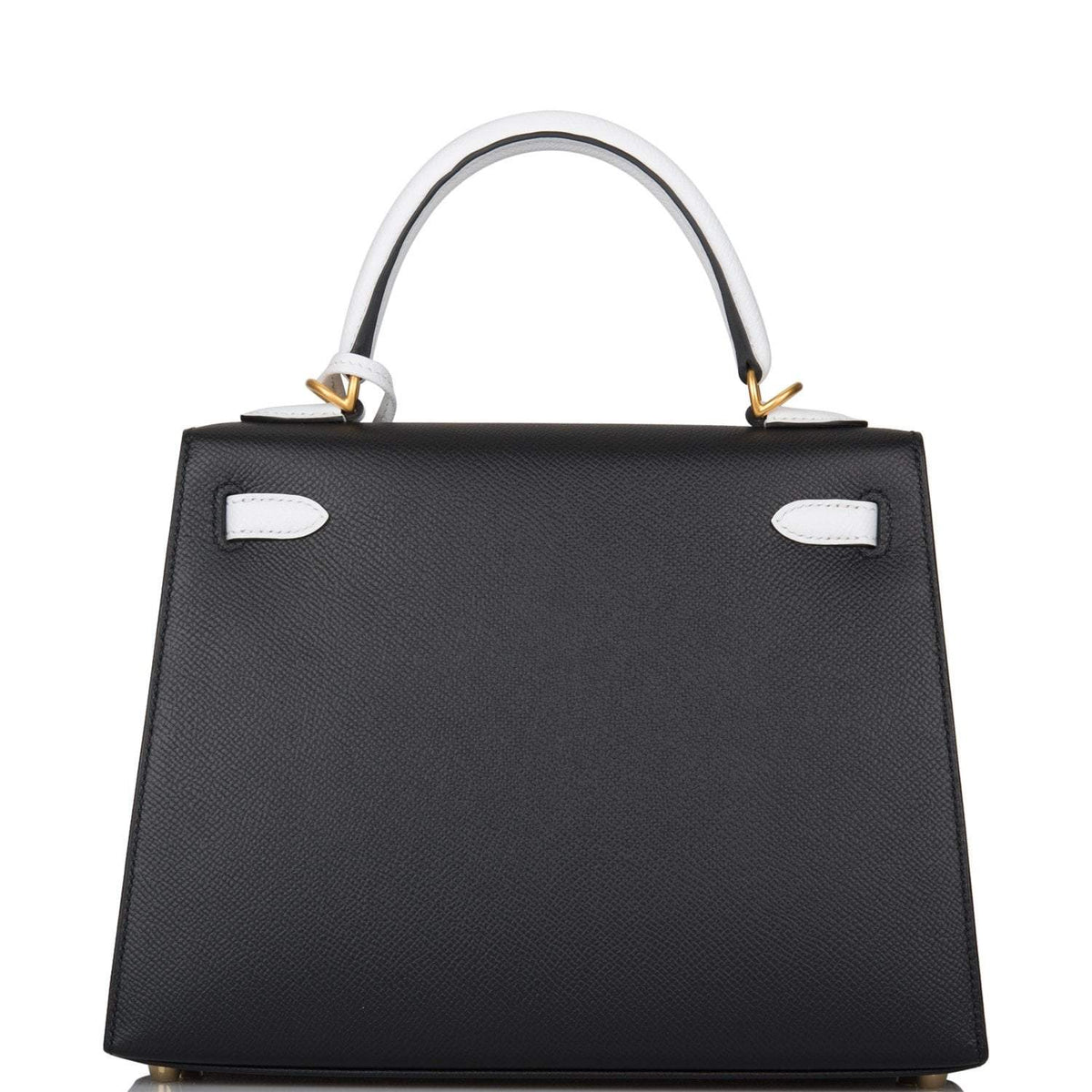 Hermes Kelly 28cm Bi-Color Black and Craie Epsom Sellier Brushed Gold Hardware Hermes