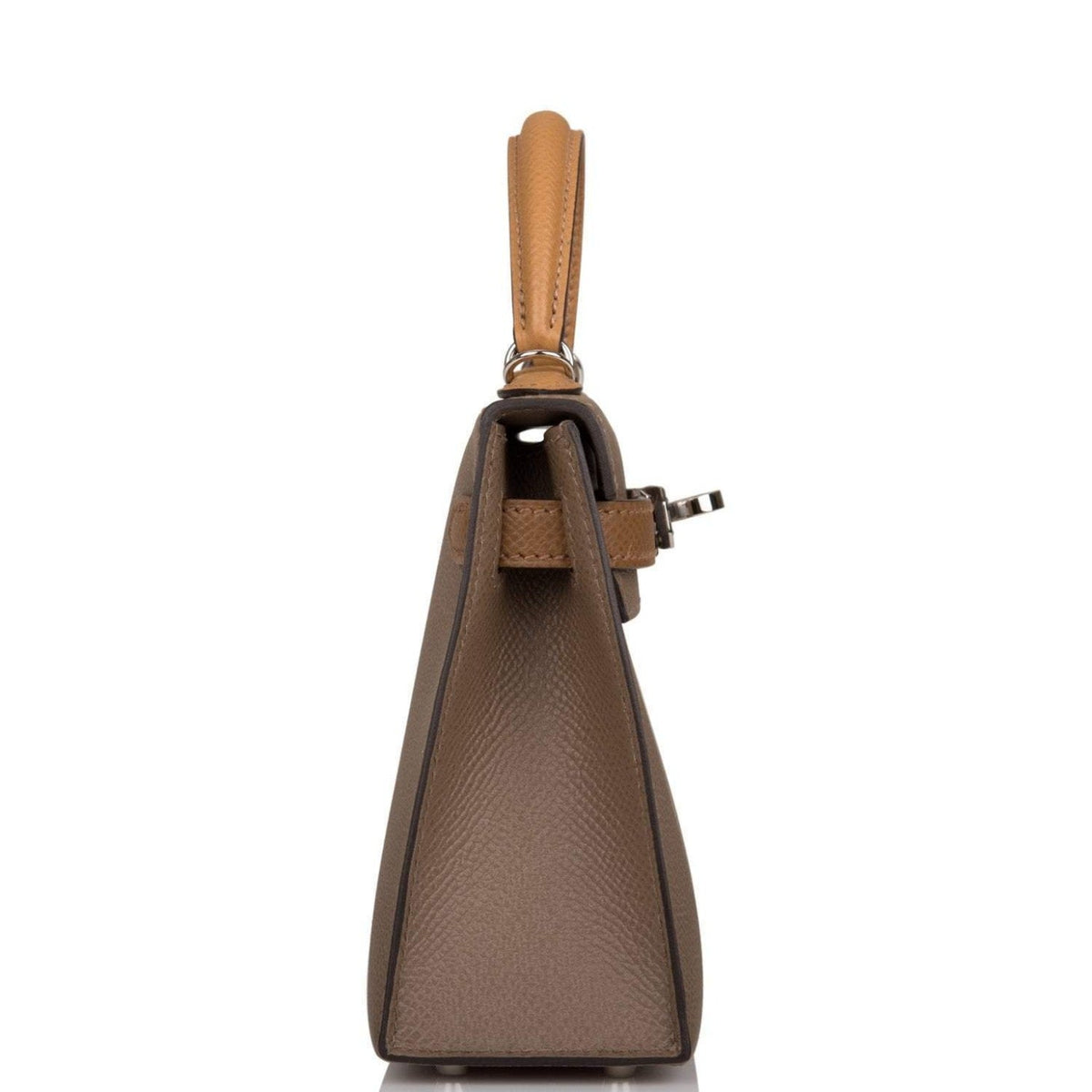 Hermes Tri-Color Kelly Sellier 20 Etoupe, Alezan and Biscuit Epsom Palladium Hardware Crowned Bag