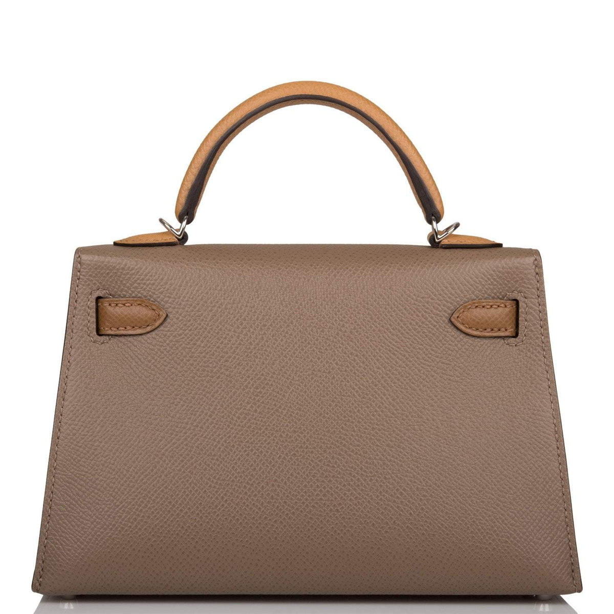 Hermes Tri-Color Kelly Sellier 20 Etoupe, Alezan and Biscuit Epsom Palladium Hardware Crowned Bag
