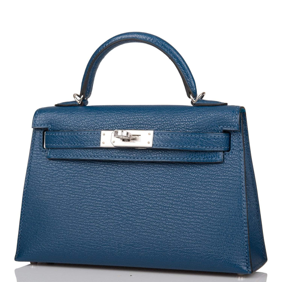 Hermes Verso Kelly Sellier 20 Deep Blue Chèvre Palladium Hardware Crowned Bag