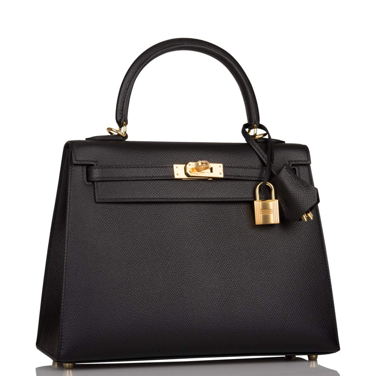 Hermes Kelly Sellier 25 Black Epsom Gold Hardware Hermes