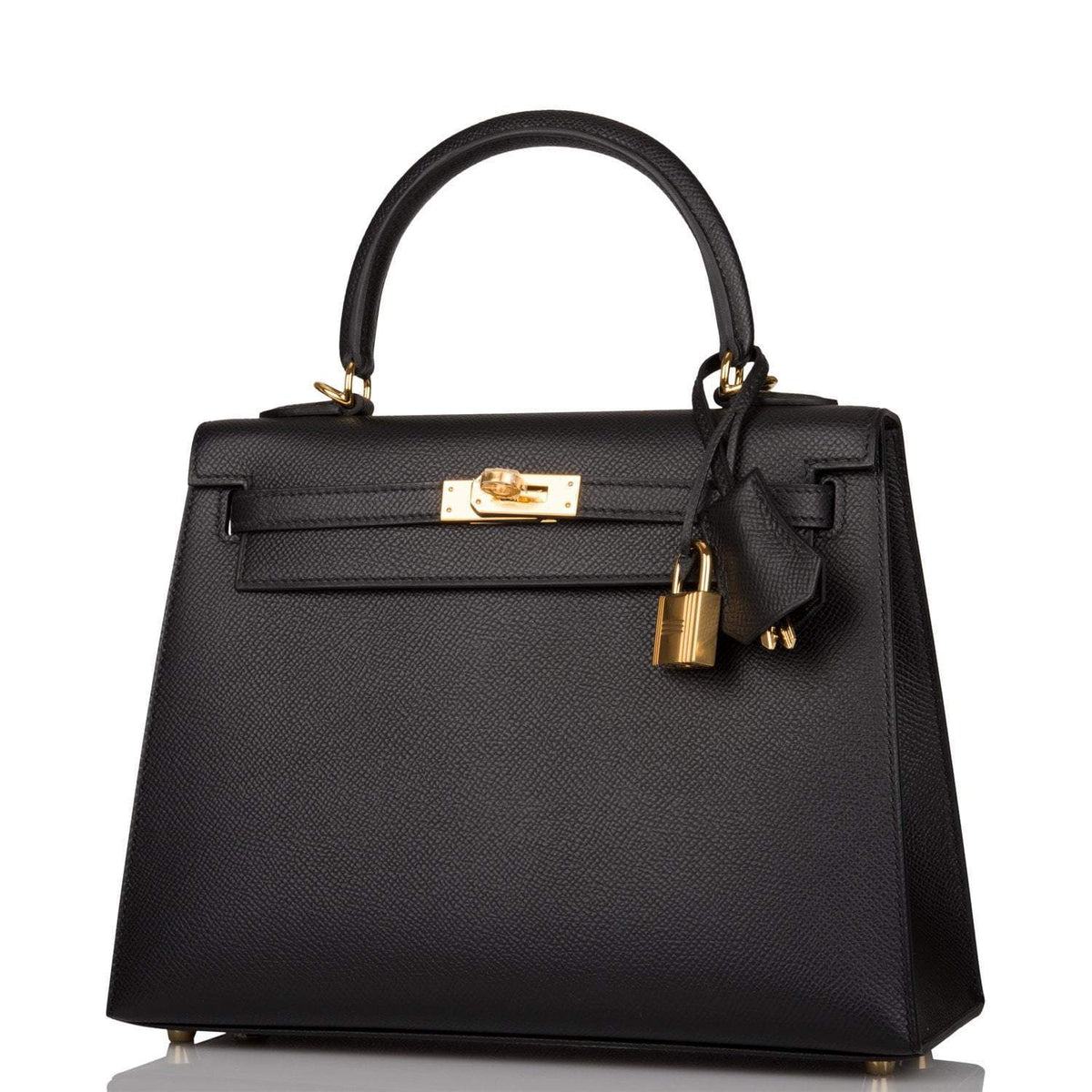 Hermes Kelly Sellier 25 Black Epsom Gold Hardware Hermes