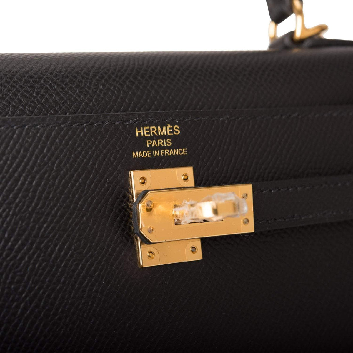 Hermes Kelly Sellier 25 Black Epsom Gold Hardware Hermes
