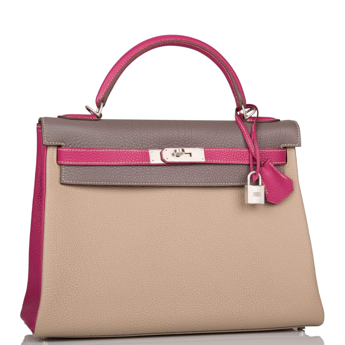 Hermes Kelly Retourne 32 Tosca, Gris Tourterelle and Etain Togo Brushed Palladium Hardware Hermes