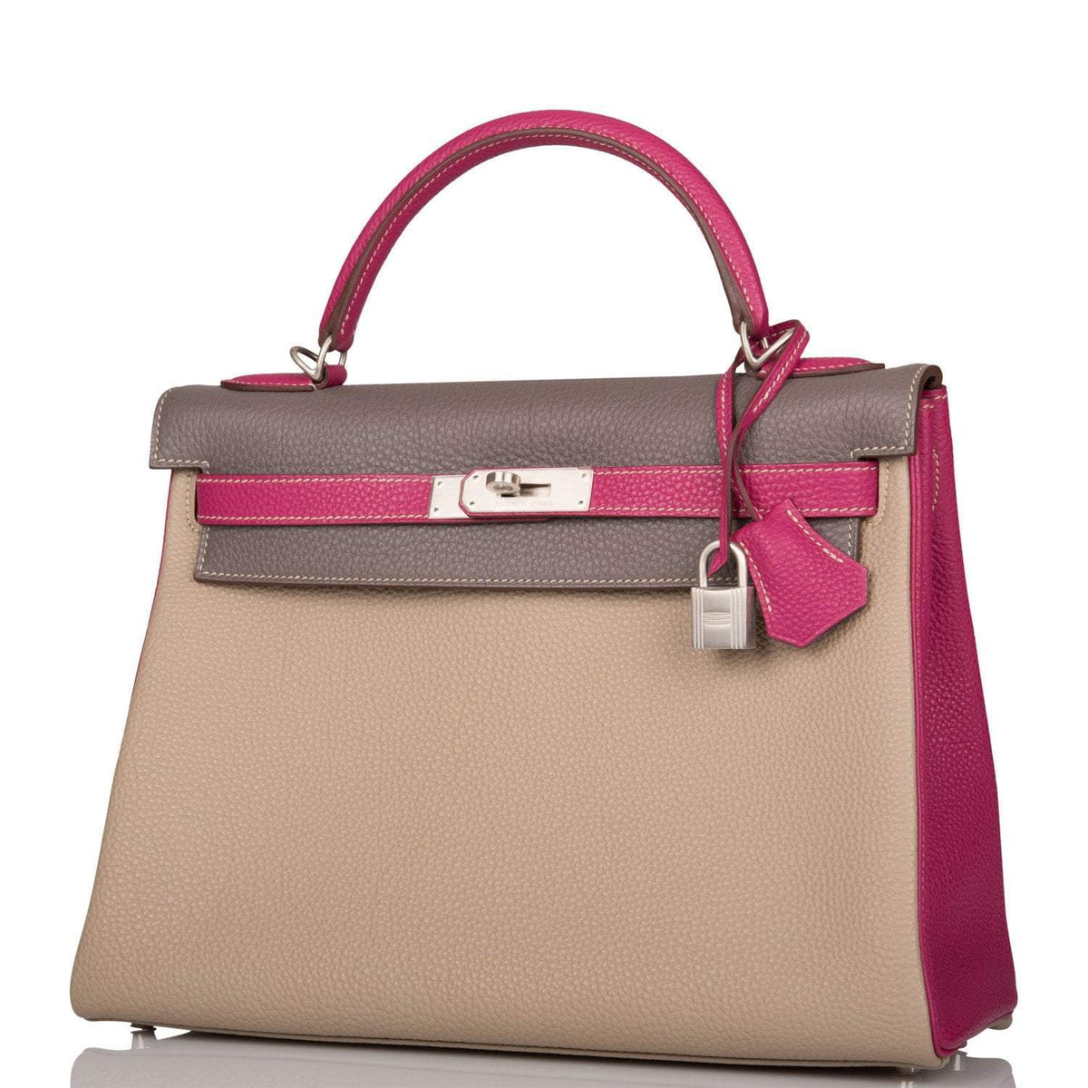 Hermes Kelly Retourne 32 Tosca, Gris Tourterelle and Etain Togo Brushed Palladium Hardware Hermes