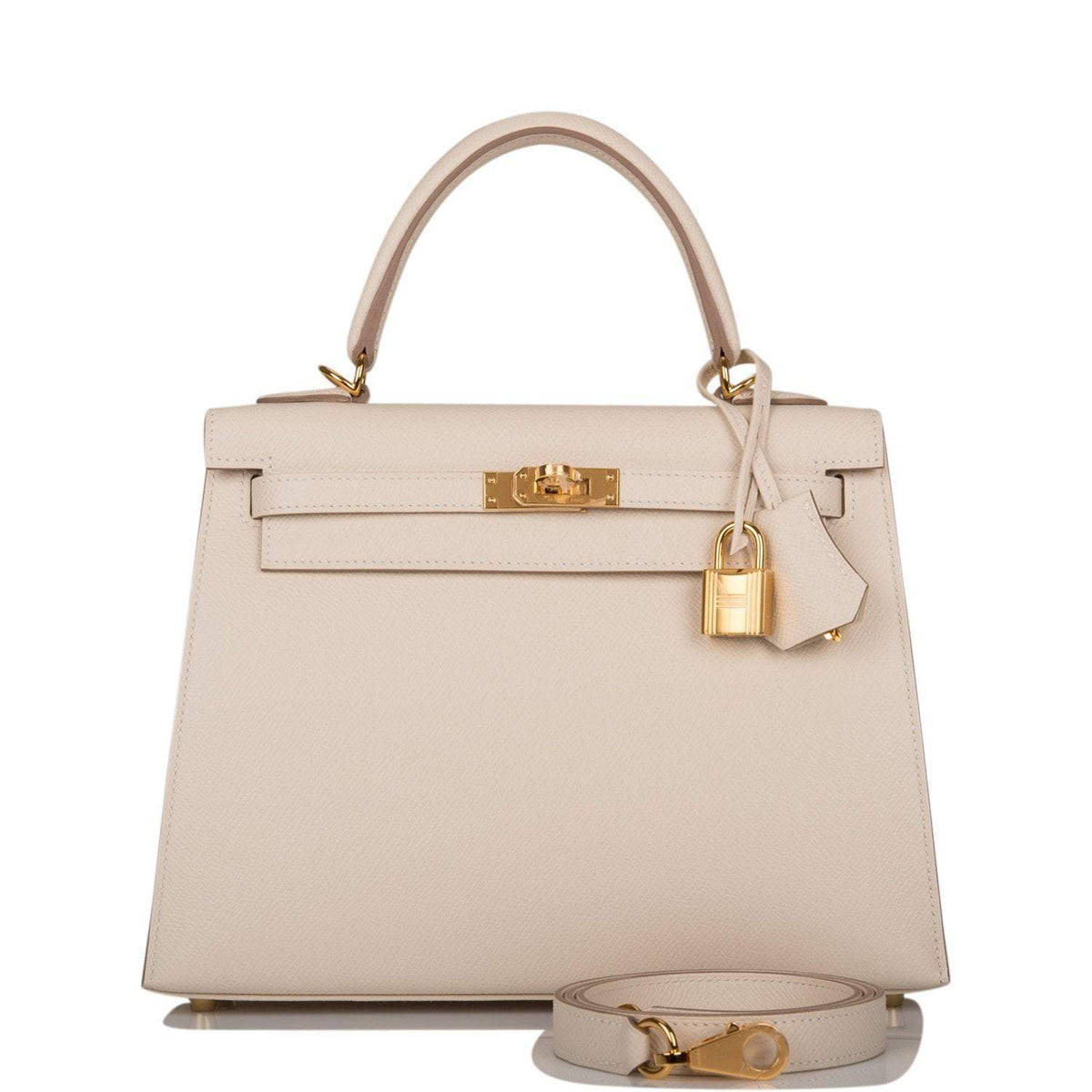 Hermes Kelly Sellier 25cm Craie Epsom Gold Hardware Hermes