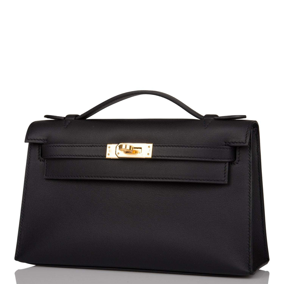 Hermes Kelly Pochette Black Swift Gold Hardware Hermes