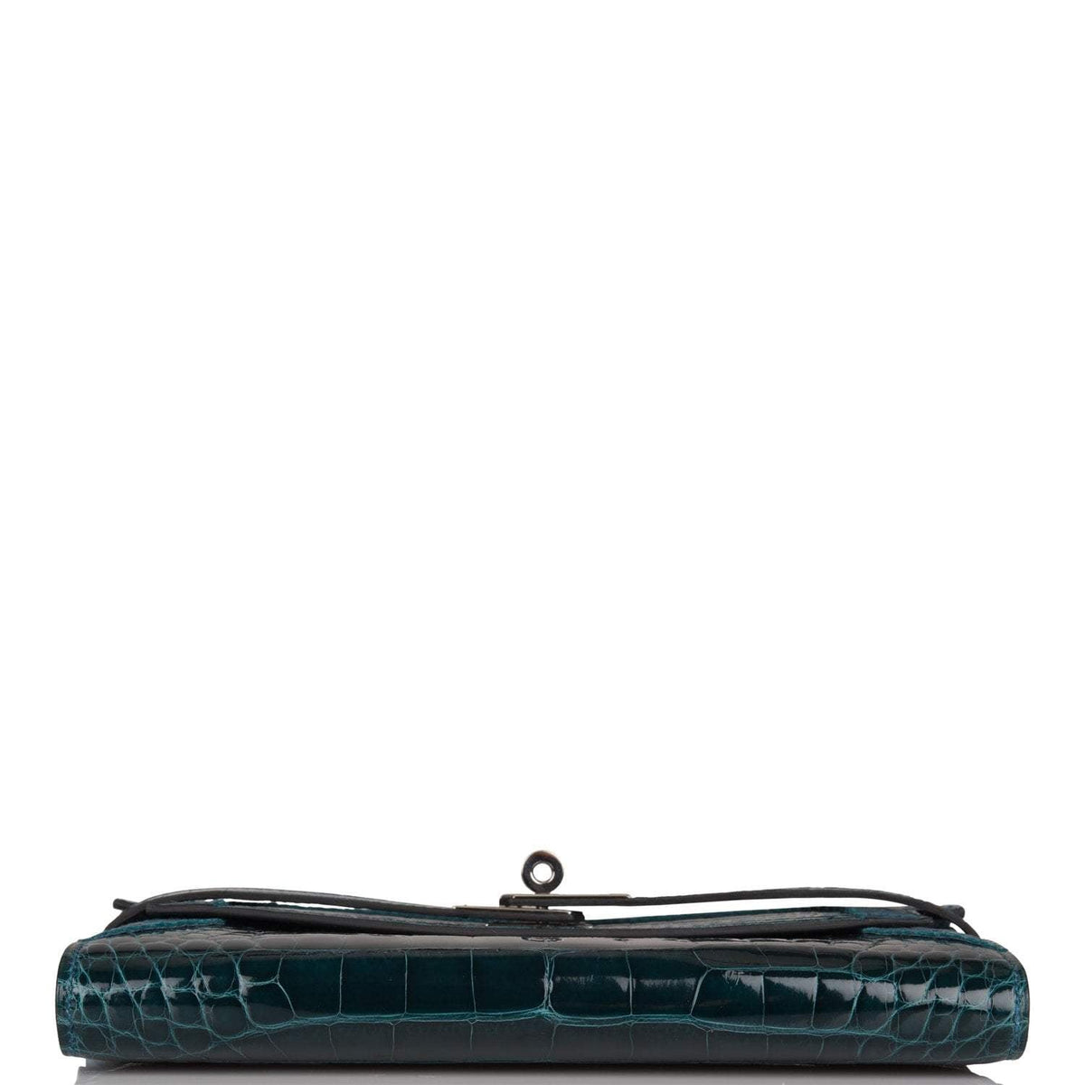 Hermes Kelly Long Wallet Bleu Colvert Alligator Ghillies Palladium Hardware Hermes