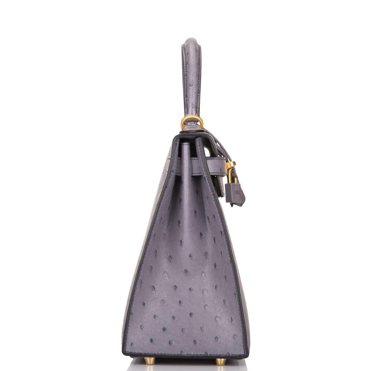 Hermes Kelly 28cm Bi-Color Gris Agate and Gris Perle Ostrich Sellier  Brushed Gold Hardware Hermes