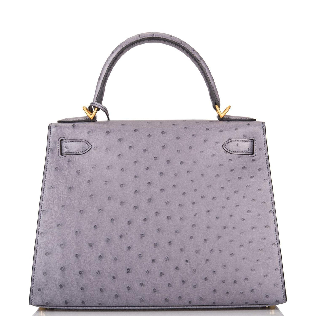 Hermes Kelly 28cm Bi-Color Gris Agate and Gris Perle Ostrich Sellier  Brushed Gold Hardware Hermes