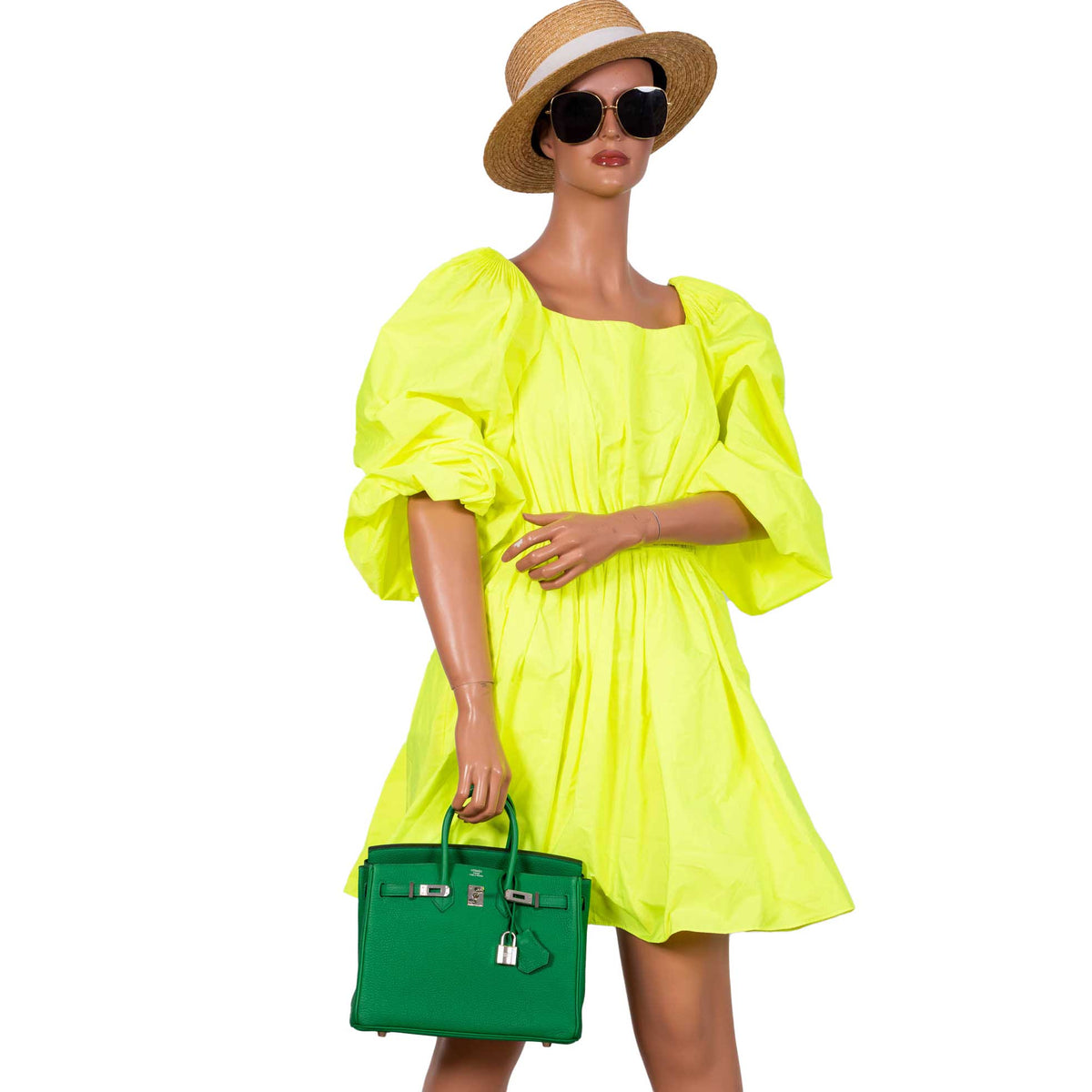 Hermes Birkin 25 Bambou (Bamboo) Green Togo with Palladium Hardware Hermes
