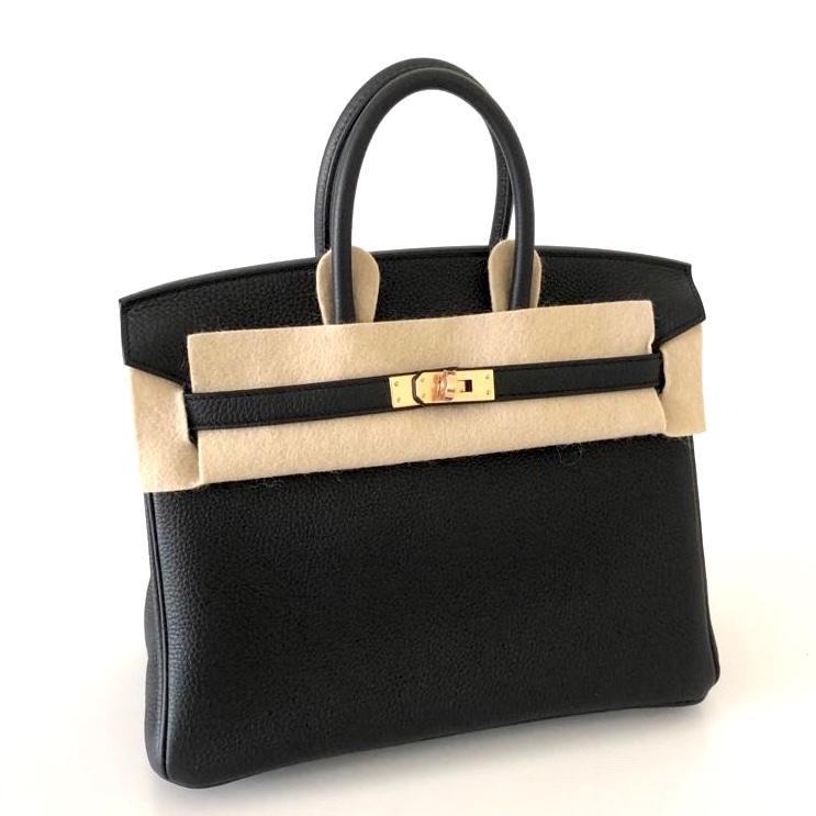 Hermes Birkin 25 Black Togo leather Rose Gold Hardware Hermes