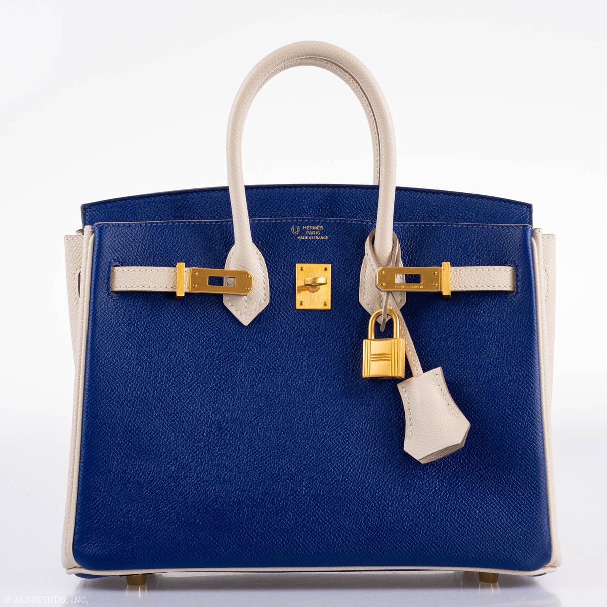 Hermes Birkin 25 HSS Bi-Color Blue Electrique & Craie Epsom Brushed Gold Hardware Hermes