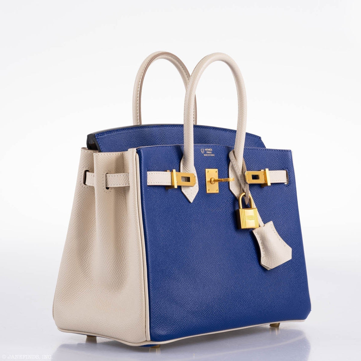 Hermes Birkin 25 HSS Bi-Color Blue Electrique & Craie Epsom Brushed Gold Hardware Hermes