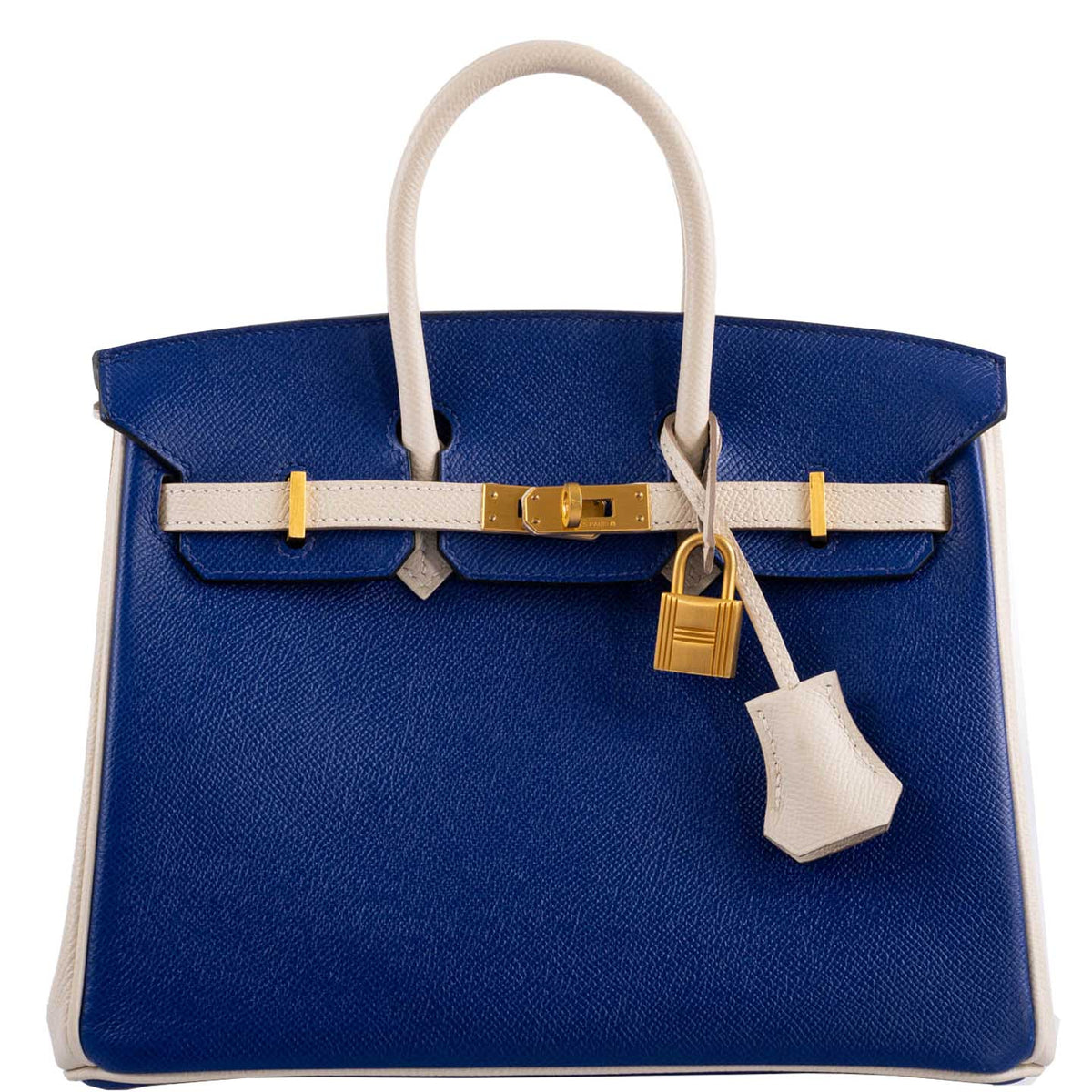 Hermes Birkin 25 HSS Bi-Color Blue Electrique & Craie Epsom Brushed Gold Hardware Hermes