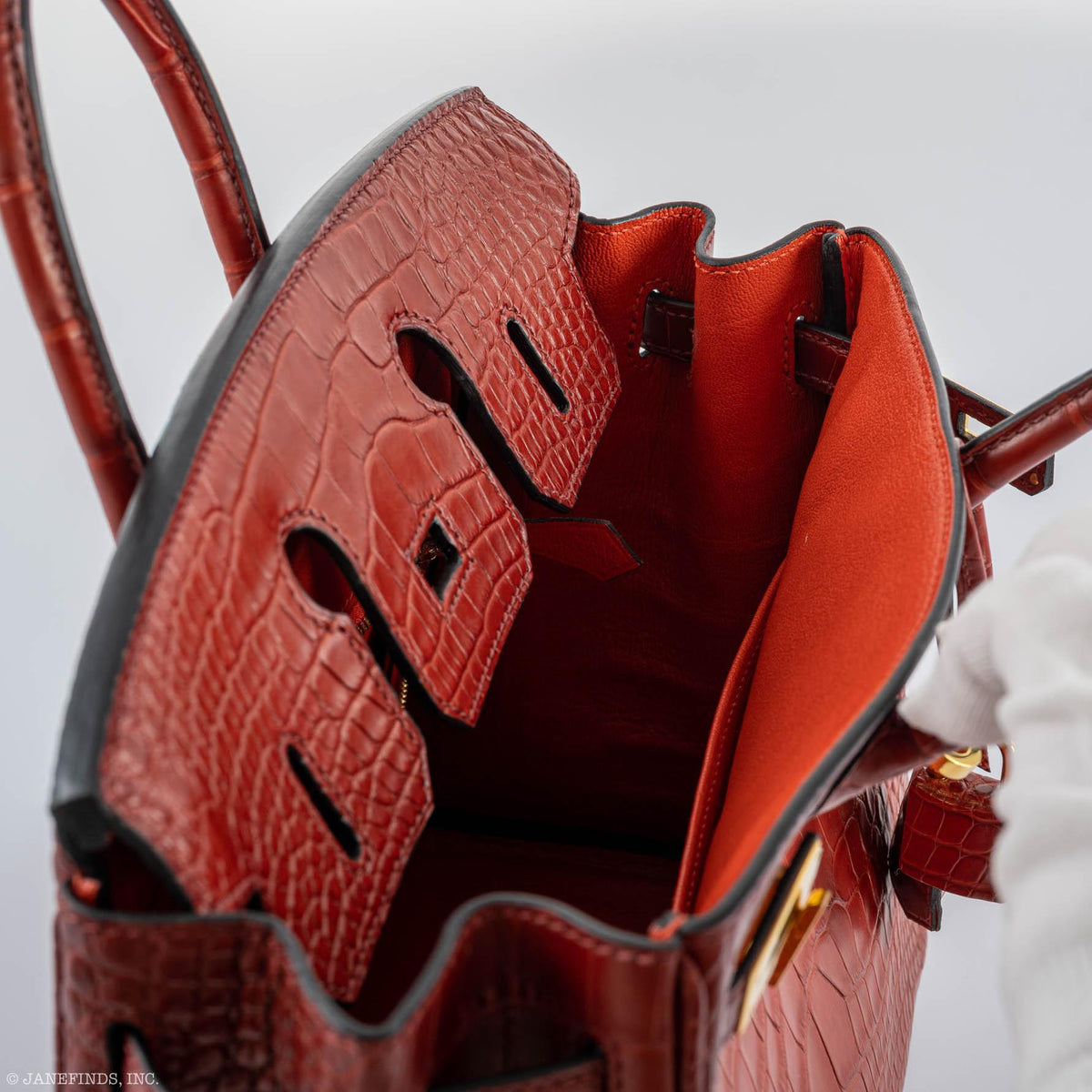 Hermes Birkin 25 Rouge H Verso Orange Alligator Gold Hardware Hermes