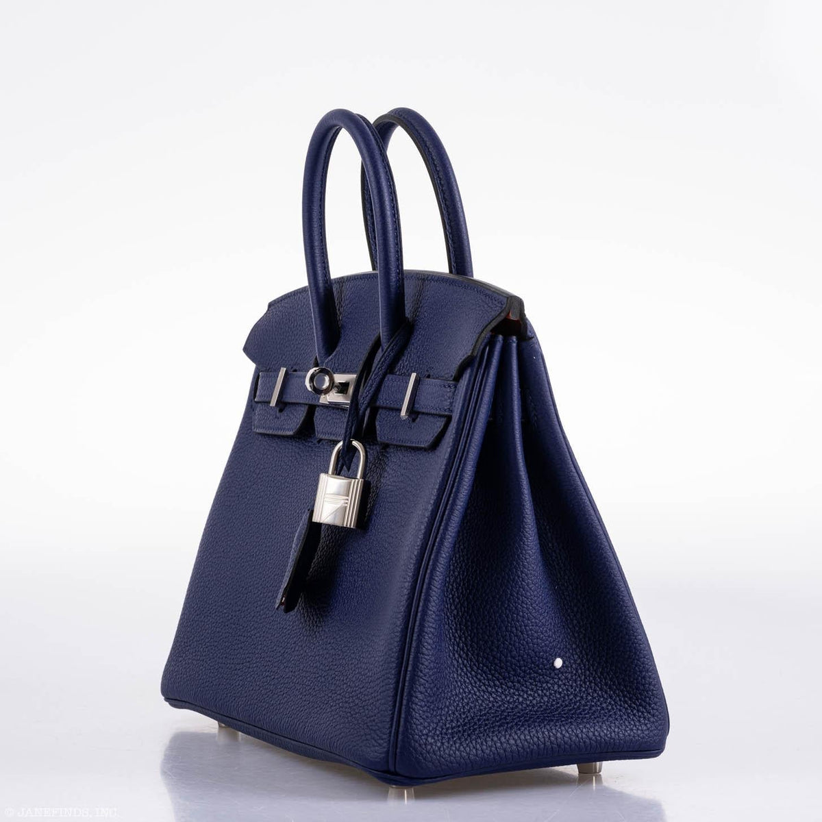 Hermes Birkin 25 Verso Blue Encre Togo & Orange H with Palladium Hardware Hermes