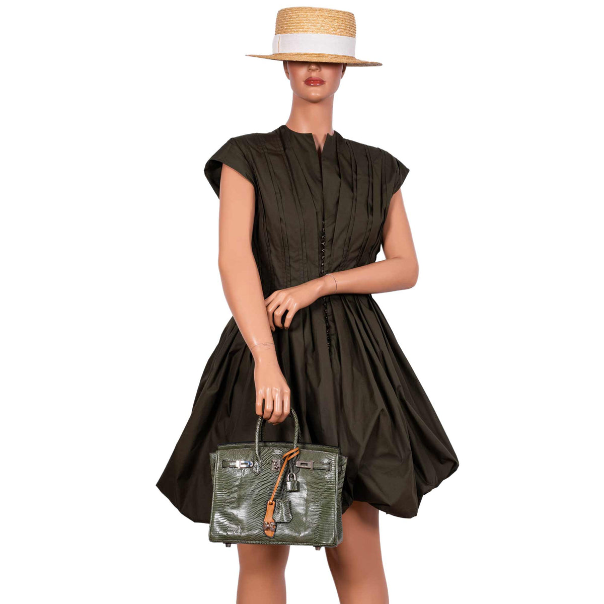 Hermes Birkin 25 Vert Olive Salvator Lizard with Palladium Hardware Hermes