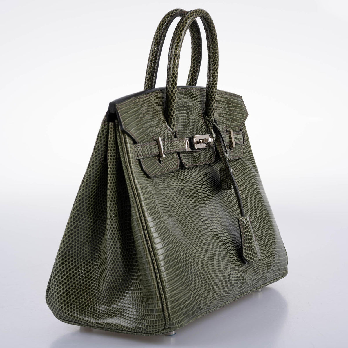 Hermes Birkin 25 Vert Olive Salvator Lizard with Palladium Hardware Hermes