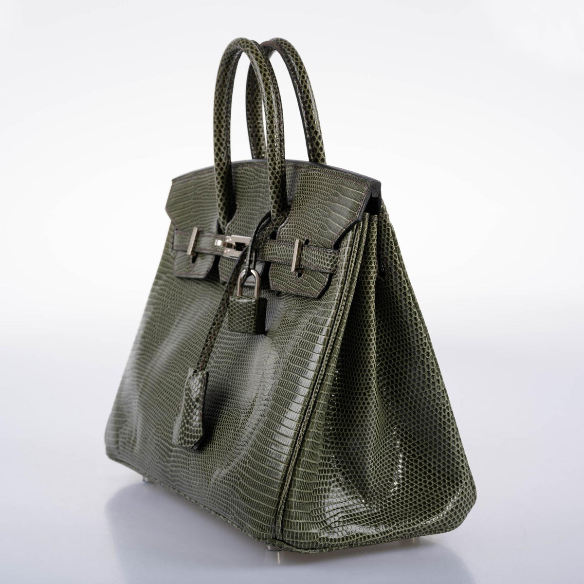 Hermes Birkin 25 Vert Olive Salvator Lizard with Palladium Hardware Hermes