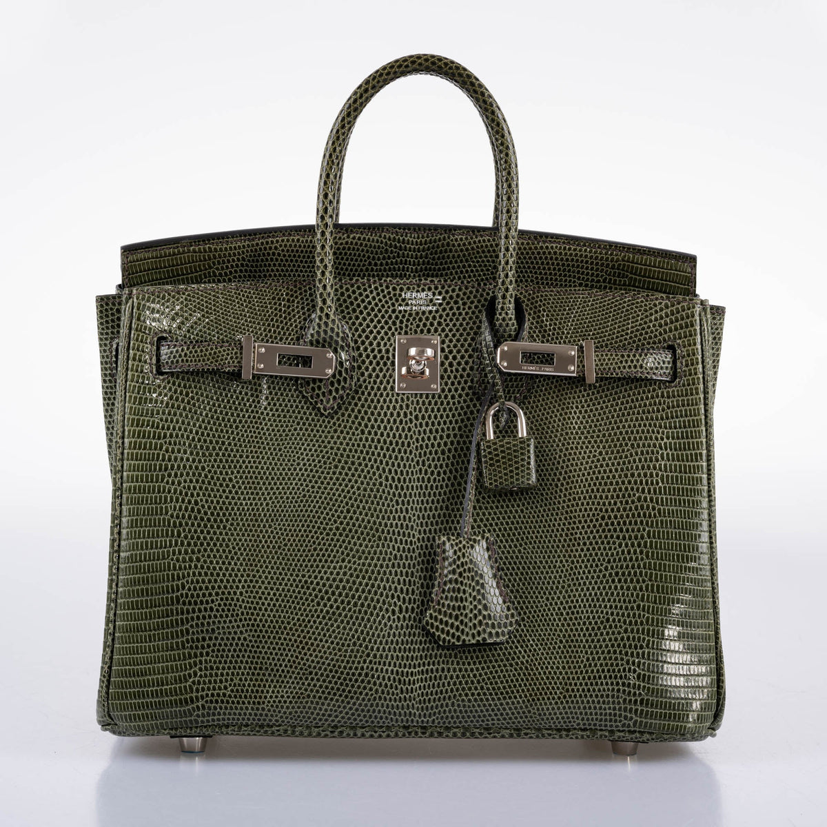 Hermes Birkin 25 Vert Olive Salvator Lizard with Palladium Hardware Hermes