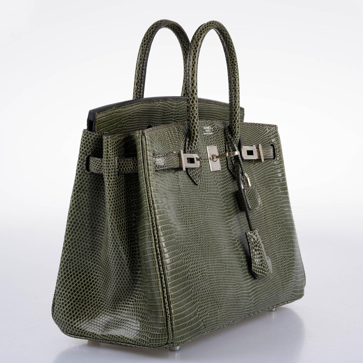 Hermes Birkin 25 Vert Olive Salvator Lizard with Palladium Hardware Hermes